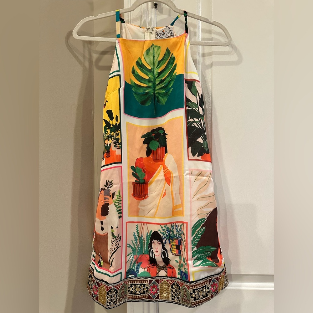 HoliChic Tropical Print Halter Mini Dress - Multicolor #holichic